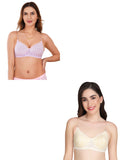 Transparent Strap Printed Padded Bra (Pack Of 2)