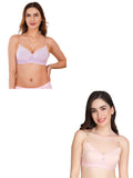 Transparent Strap Printed Padded Bra (Pack Of 2)
