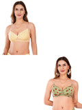 Transparent Strap Printed Padded Bra (Pack Of 2)