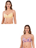 Transparent Strap Printed Padded Bra (Pack Of 2)
