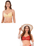 Transparent Strap Printed Padded Bra (Pack Of 2)