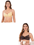 Transparent Strap Printed Padded Bra (Pack Of 2)