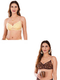 Transparent Strap Printed Padded Bra (Pack Of 2)