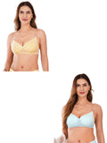 Transparent Strap Printed Padded Bra (Pack Of 2)