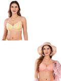 Transparent Strap Printed Padded Bra (Pack Of 2)