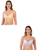 Transparent Strap Printed Padded Bra (Pack Of 2)