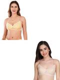 Transparent Strap Printed Padded Bra (Pack Of 2)