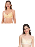 Transparent Strap Printed Padded Bra (Pack Of 2)