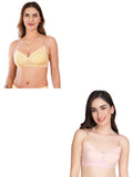 Transparent Strap Printed Padded Bra (Pack Of 2)