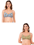 Transparent Strap Printed Padded Bra (Pack Of 2)