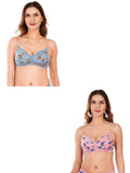 Transparent Strap Printed Padded Bra (Pack Of 2)
