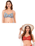 Transparent Strap Printed Padded Bra (Pack Of 2)