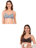 Transparent Strap Printed Padded Bra (Pack Of 2)