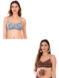 Transparent Strap Printed Padded Bra (Pack Of 2)