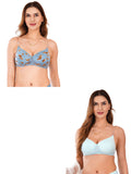 Transparent Strap Printed Padded Bra (Pack Of 2)