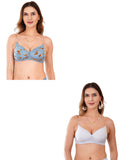 Transparent Strap Printed Padded Bra (Pack Of 2)