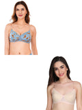 Transparent Strap Printed Padded Bra (Pack Of 2)