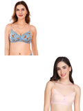 Transparent Strap Printed Padded Bra (Pack Of 2)