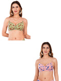 Transparent Strap Printed Padded Bra (Pack Of 2)