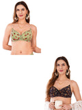 Transparent Strap Printed Padded Bra (Pack Of 2)