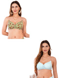 Transparent Strap Printed Padded Bra (Pack Of 2)