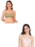 Transparent Strap Printed Padded Bra (Pack Of 2)