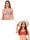Transparent Strap Printed Padded Bra (Pack Of 2)