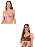 Transparent Strap Printed Padded Bra (Pack Of 2)