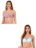 Transparent Strap Printed Padded Bra (Pack Of 2)