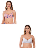 Transparent Strap Printed Padded Bra (Pack Of 2)