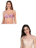 Transparent Strap Printed Padded Bra (Pack Of 2)