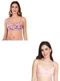 Transparent Strap Printed Padded Bra (Pack Of 2)