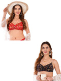 Transparent Strap Printed Padded Bra (Pack Of 2)