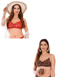 Transparent Strap Printed Padded Bra (Pack Of 2)