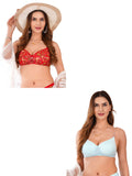 Transparent Strap Printed Padded Bra (Pack Of 2)