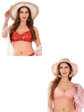 Transparent Strap Printed Padded Bra (Pack Of 2)
