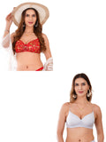 Transparent Strap Printed Padded Bra (Pack Of 2)