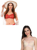 Transparent Strap Printed Padded Bra (Pack Of 2)