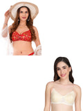Transparent Strap Printed Padded Bra (Pack Of 2)
