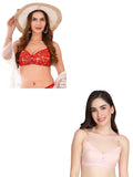 Transparent Strap Printed Padded Bra (Pack Of 2)