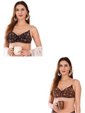 Transparent Strap Printed Padded Bra (Pack Of 2)