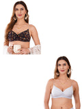 Transparent Strap Printed Padded Bra (Pack Of 2)