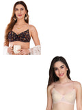 Transparent Strap Printed Padded Bra (Pack Of 2)