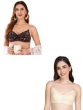Transparent Strap Printed Padded Bra (Pack Of 2)