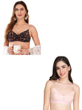 Transparent Strap Printed Padded Bra (Pack Of 2)
