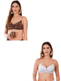Transparent Strap Printed Padded Bra (Pack Of 2)