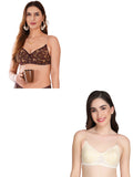 Transparent Strap Printed Padded Bra (Pack Of 2)