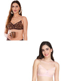 Transparent Strap Printed Padded Bra (Pack Of 2)