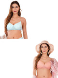 Transparent Strap Printed Padded Bra (Pack Of 2)