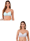 Transparent Strap Printed Padded Bra (Pack Of 2)
